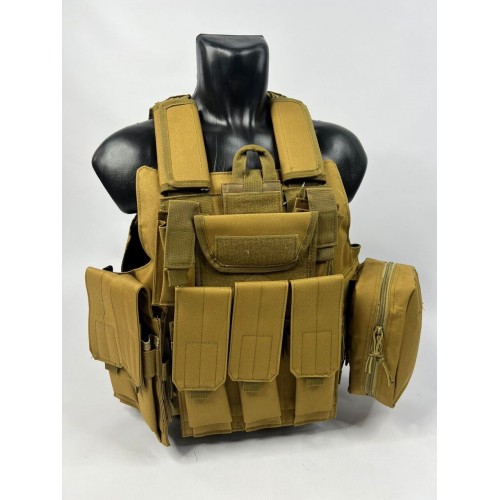 Тактический разгрузочный жилет «5 / пять карманов» с подсумками Tactical Molle Plate Carrier для съемных бронепластин в Туле
